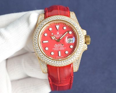 Rolex Submariner 3135 Movement 40mm Diamond Case Red Face Lume 904L Watch